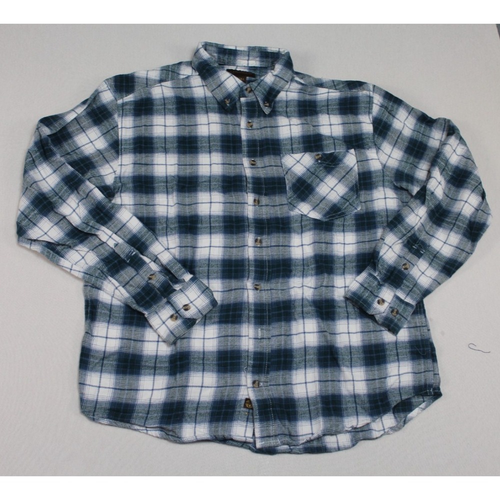 Lincoln Outfitter Men Blue Casual Button Down Flannel Long Sleeve Size XLT